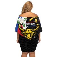 Personalised Philippines Carabao Family Matching Off Shoulder Short Dress and Hawaiian Shirt Filipino Sun Mix Sampaguita Flower LT14 - Polynesian Pride