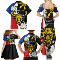 Personalised Philippines Carabao Family Matching Summer Maxi Dress and Hawaiian Shirt Filipino Sun Mix Sampaguita Flower LT14 - Polynesian Pride