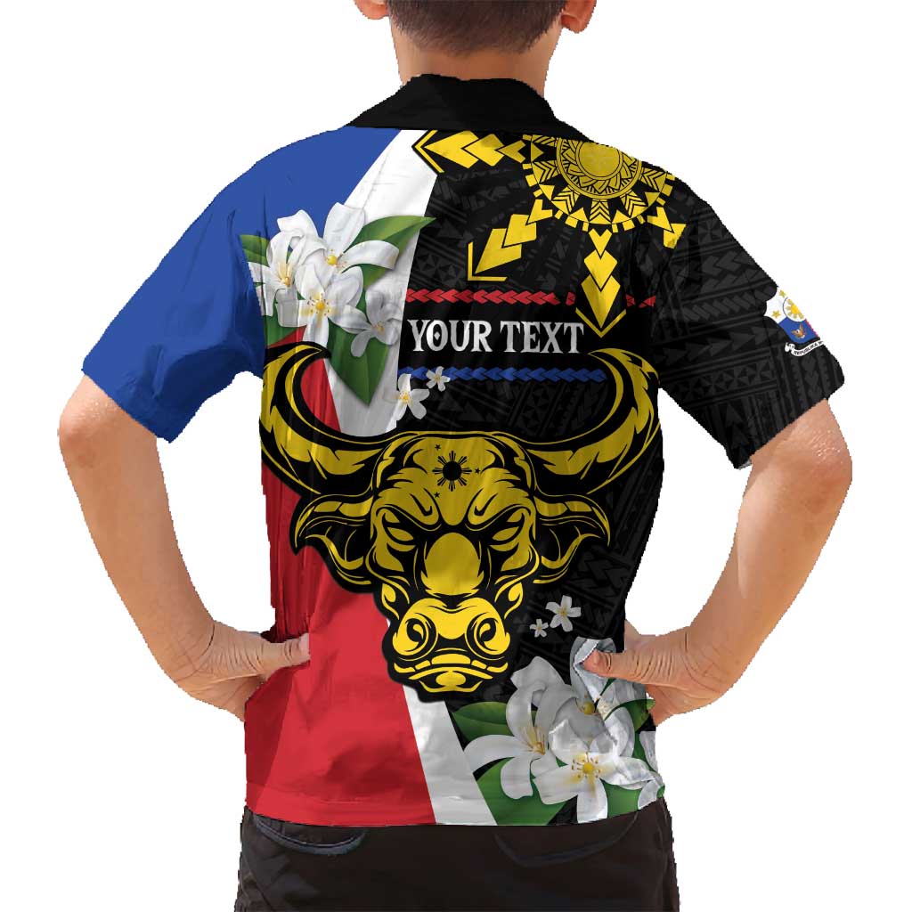 Personalised Philippines Carabao Family Matching Tank Maxi Dress and Hawaiian Shirt Filipino Sun Mix Sampaguita Flower LT14 - Polynesian Pride