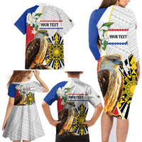 Personalised Philippines Eagle Family Matching Long Sleeve Bodycon Dress and Hawaiian Shirt Filipino Sun Mix Sampaguita Flower LT14 - Polynesian Pride