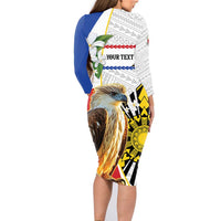 Personalised Philippines Eagle Family Matching Long Sleeve Bodycon Dress and Hawaiian Shirt Filipino Sun Mix Sampaguita Flower LT14 - Polynesian Pride