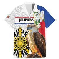 Personalised Philippines Eagle Family Matching Mermaid Dress and Hawaiian Shirt Filipino Sun Mix Sampaguita Flower LT14 Dad's Shirt - Short Sleeve White - Polynesian Pride