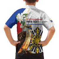 Personalised Philippines Eagle Family Matching Off The Shoulder Long Sleeve Dress and Hawaiian Shirt Filipino Sun Mix Sampaguita Flower LT14 - Polynesian Pride