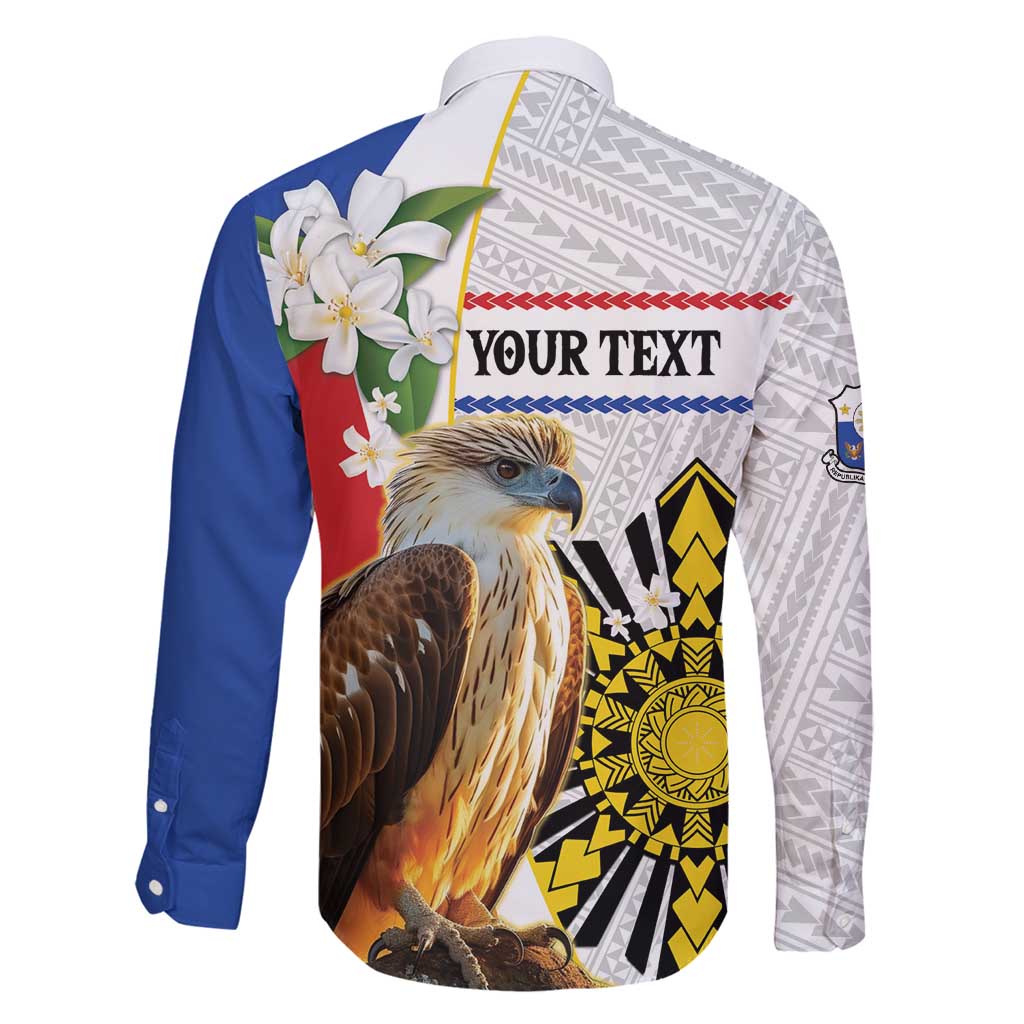 Personalised Philippines Eagle Family Matching Off Shoulder Maxi Dress and Hawaiian Shirt Filipino Sun Mix Sampaguita Flower LT14 - Polynesian Pride