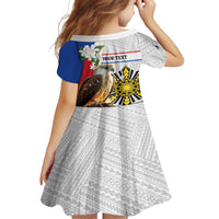 Personalised Philippines Eagle Family Matching Off Shoulder Short Dress and Hawaiian Shirt Filipino Sun Mix Sampaguita Flower LT14 - Polynesian Pride