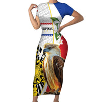 Personalised Philippines Eagle Family Matching Short Sleeve Bodycon Dress and Hawaiian Shirt Filipino Sun Mix Sampaguita Flower LT14 Mom's Dress White - Polynesian Pride