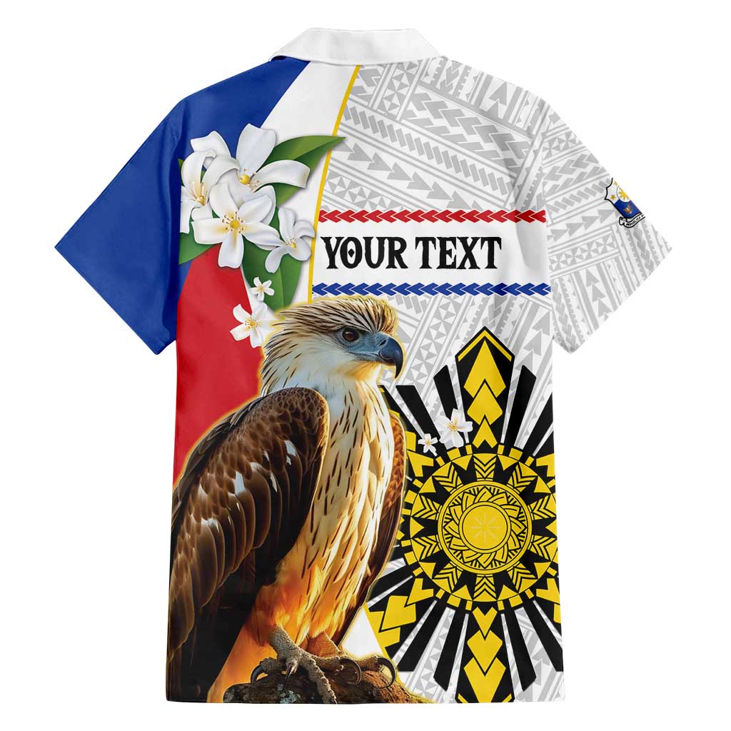 Personalised Philippines Eagle Family Matching Summer Maxi Dress and Hawaiian Shirt Filipino Sun Mix Sampaguita Flower LT14 - Polynesian Pride