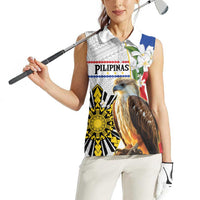 Personalised Philippines Eagle Women Sleeveless Polo Shirt Filipino Sun Mix Sampaguita Flower