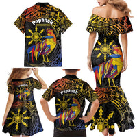 Philippines Sarimanok Family Matching Mermaid Dress and Hawaiian Shirt Papanok Legendary Bird Okir Polynesian Pattern LT14 - Polynesian Pride