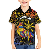 Philippines Sarimanok Family Matching Off The Shoulder Long Sleeve Dress and Hawaiian Shirt Papanok Legendary Bird Okir Polynesian Pattern LT14 Son's Shirt Black - Polynesian Pride