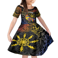 Philippines Sarimanok Family Matching Off Shoulder Maxi Dress and Hawaiian Shirt Papanok Legendary Bird Okir Polynesian Pattern