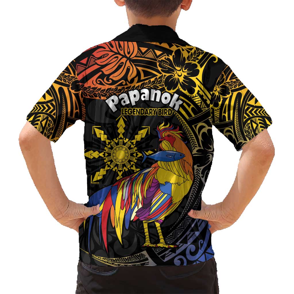 Philippines Sarimanok Family Matching Summer Maxi Dress and Hawaiian Shirt Papanok Legendary Bird Okir Polynesian Pattern