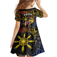 Philippines Sarimanok Family Matching Summer Maxi Dress and Hawaiian Shirt Papanok Legendary Bird Okir Polynesian Pattern