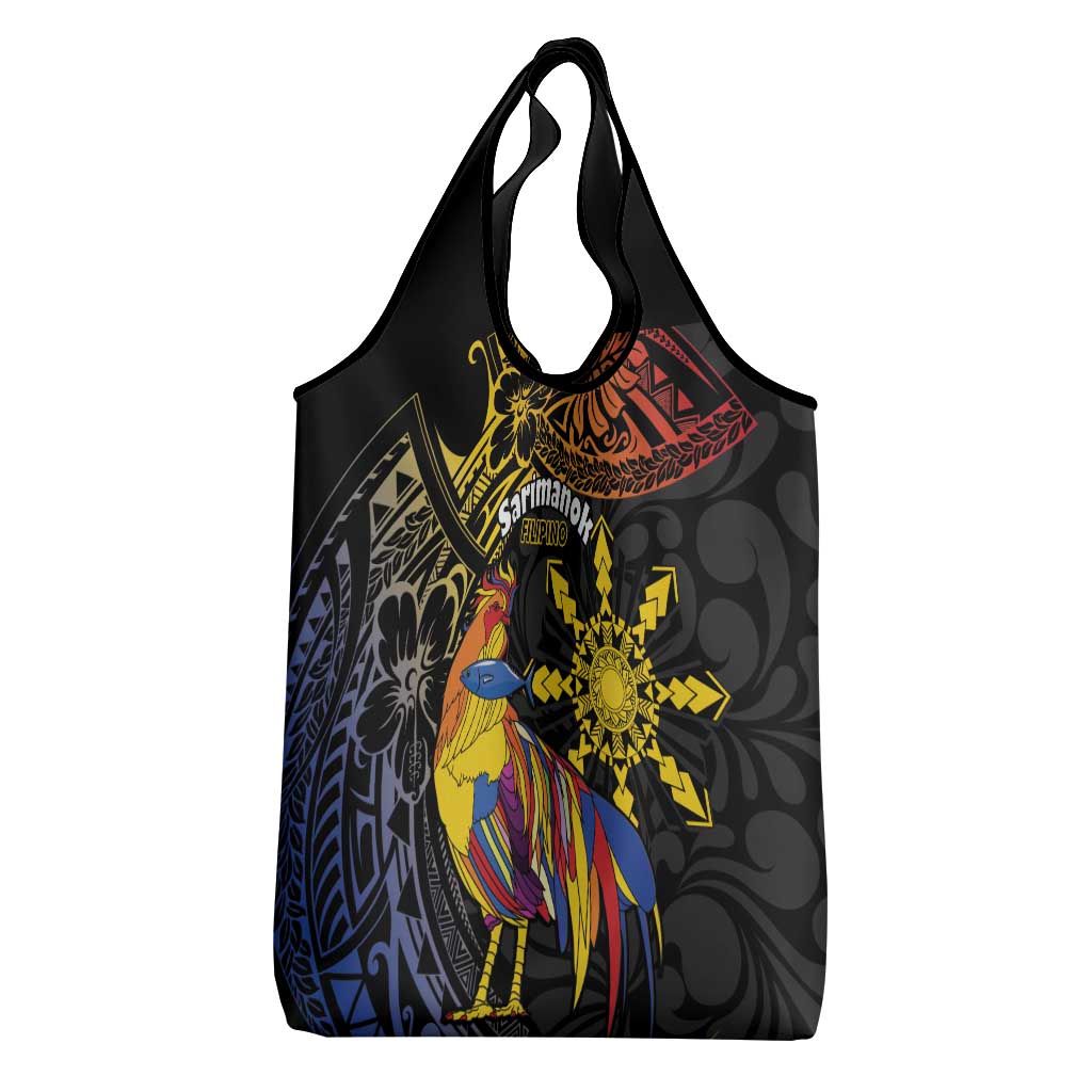 Philippines Sarimanok Grocery Bag Papanok Legendary Bird Okir Polynesian Pattern