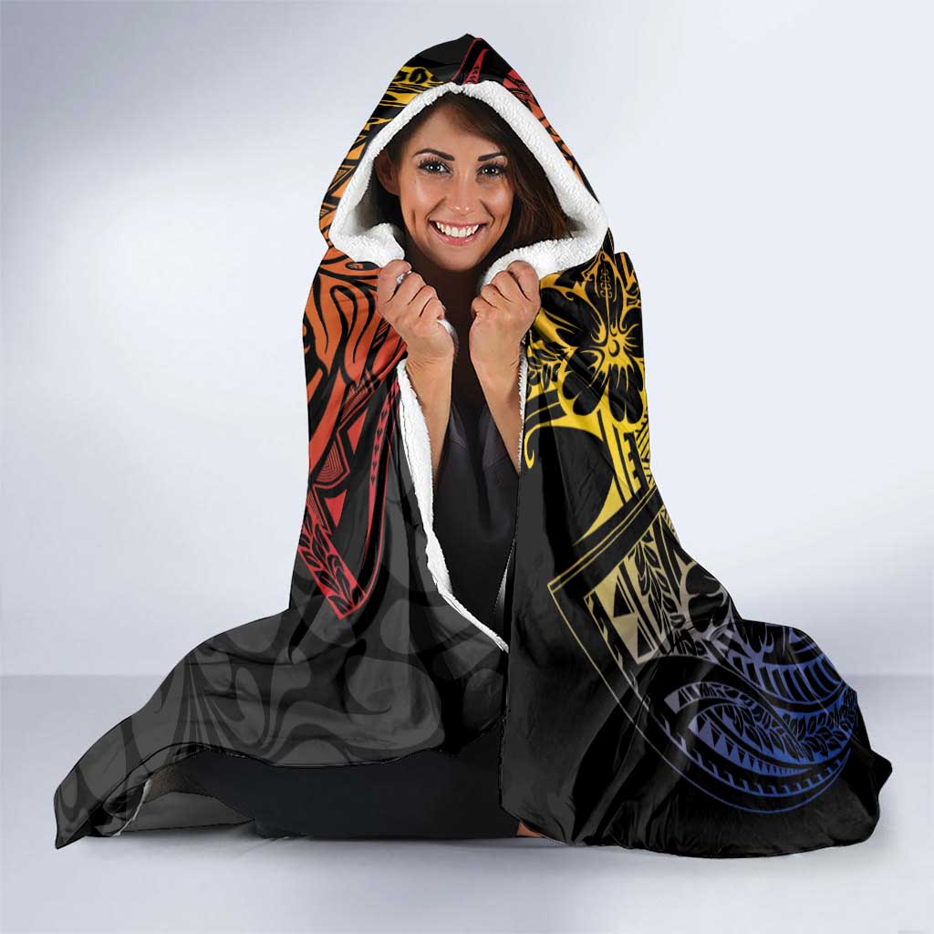 Philippines Sarimanok Hooded Blanket Papanok Legendary Bird Okir Polynesian Pattern