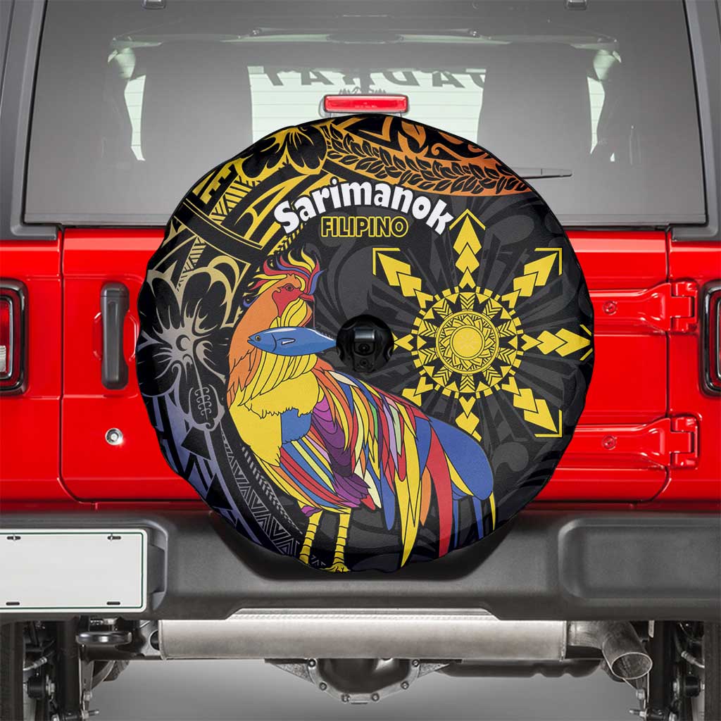 Philippines Sarimanok Spare Tire Cover Papanok Legendary Bird Okir Polynesian Pattern