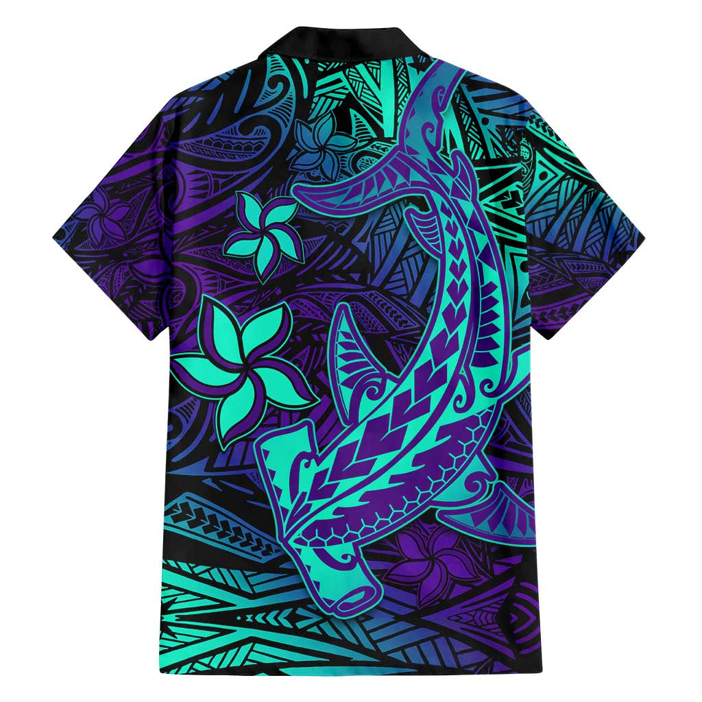 Purple Polynesian Family Matching Long Sleeve Bodycon Dress and Hawaiian Shirt Tribal Hammerhead Shark LT14 - Polynesian Pride