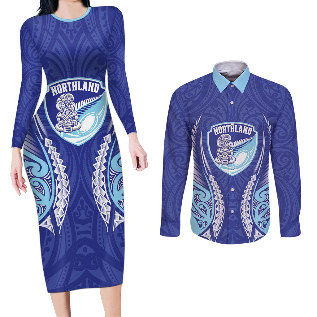 Northland 2026 Rugby Custom Couples Matching Long Sleeve Bodycon Dress and Long Sleeve Button Shirt NZ Maori Silver Fern