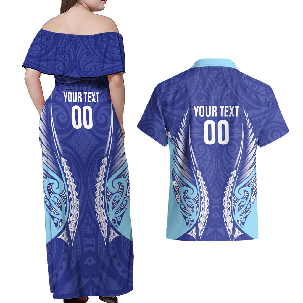 Northland 2026 Rugby Custom Couples Matching Off Shoulder Maxi Dress and Hawaiian Shirt NZ Maori Silver Fern