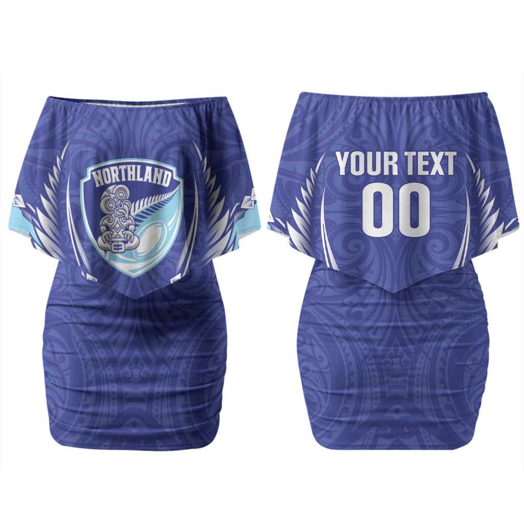 Northland 2026 Rugby Custom Couples Matching Off Shoulder Short Dress and Long Sleeve Button Shirt NZ Maori Silver Fern LT14 - Polynesian Pride