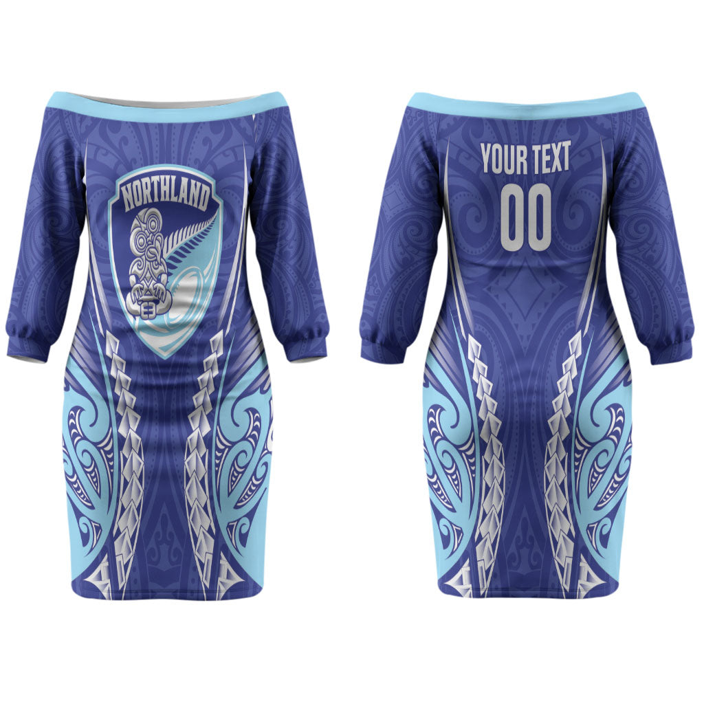 Northland 2026 Rugby Custom Couples Matching Off The Shoulder Long Sleeve Dress and Hawaiian Shirt NZ Maori Silver Fern LT14 - Polynesian Pride