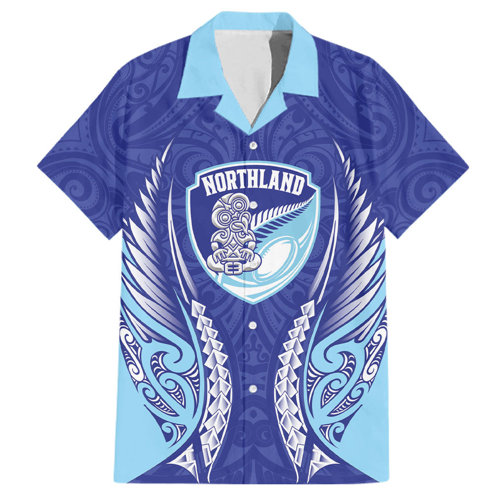 Northland 2026 Rugby Custom Family Matching Mermaid Dress and Hawaiian Shirt NZ Maori Silver Fern LT14 Dad's Shirt - Short Sleeve Blue - Polynesian Pride