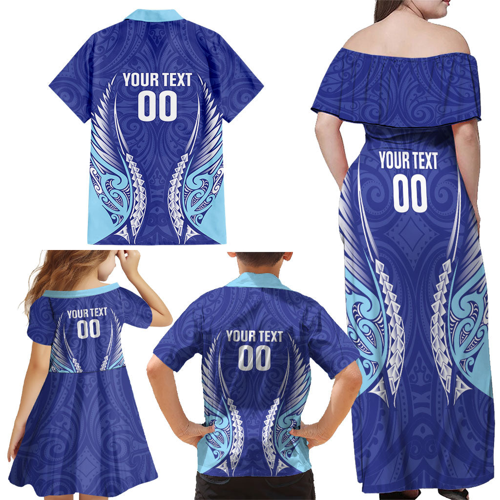 Northland 2026 Rugby Custom Family Matching Off Shoulder Maxi Dress and Hawaiian Shirt NZ Maori Silver Fern LT14 - Polynesian Pride