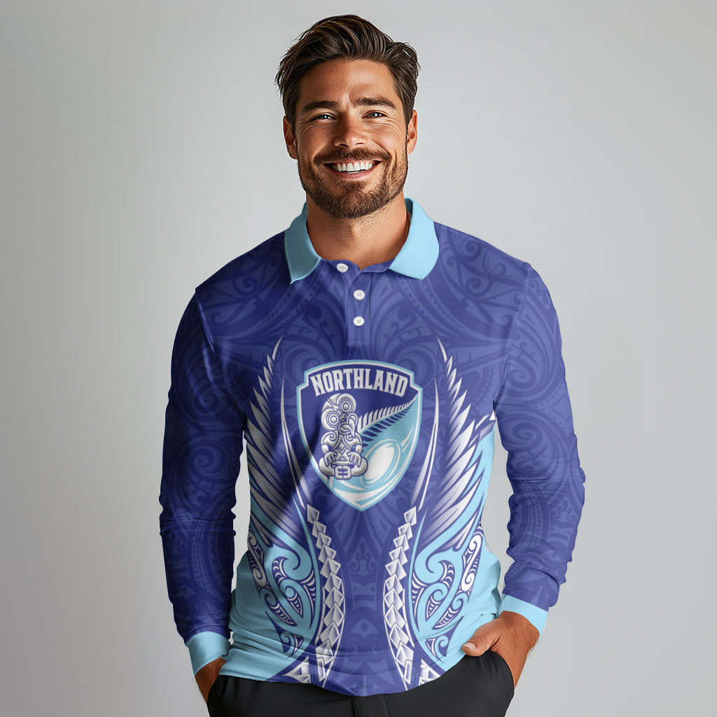 Northland 2026 Rugby Custom Long Sleeve Polo Shirt NZ Maori Silver Fern LT14 - Polynesian Pride