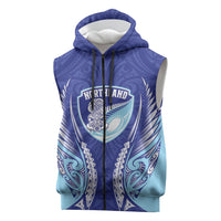 Northland 2026 Rugby Custom Sleeveless Zip Hoodie NZ Maori Silver Fern LT14 Blue - Polynesian Pride