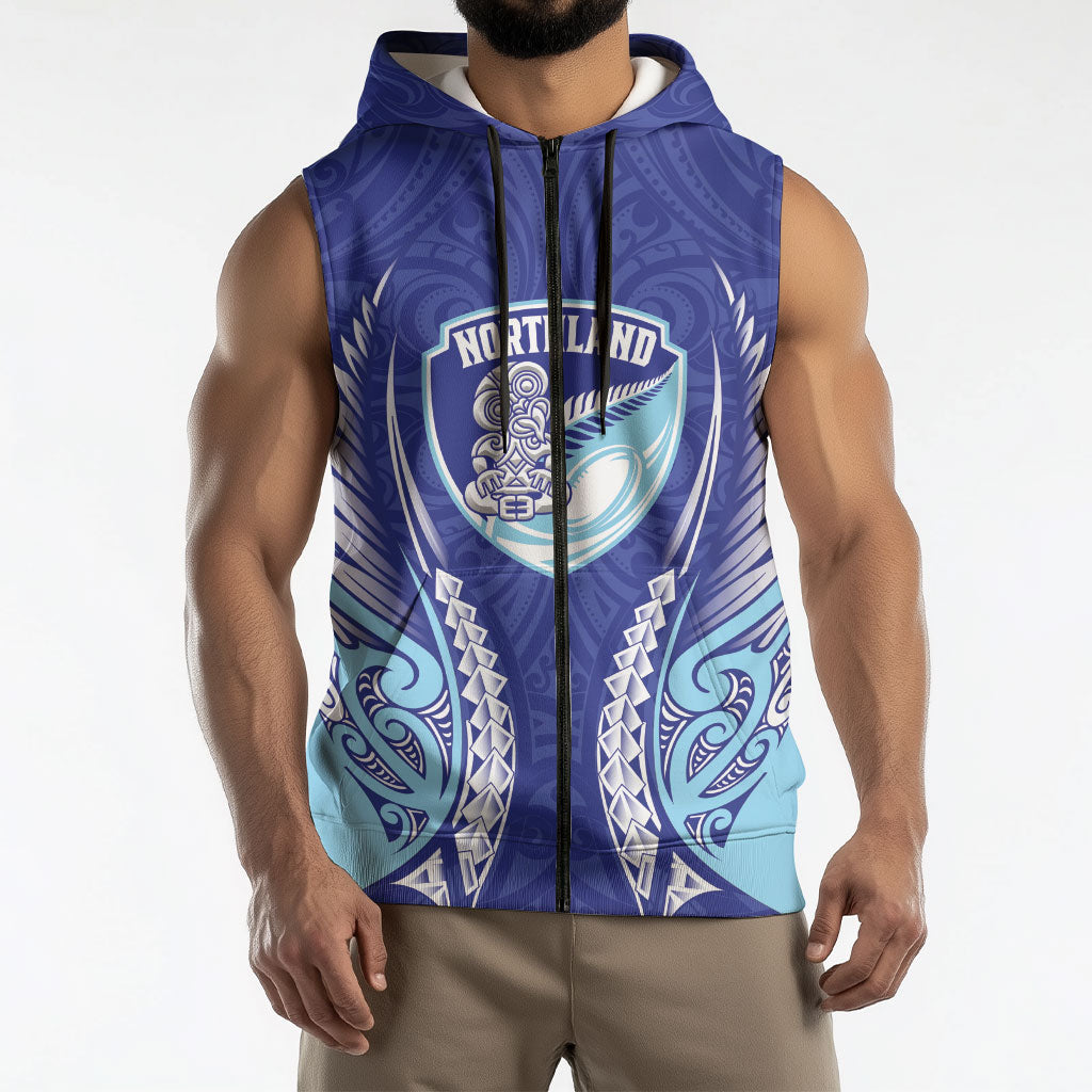 Northland 2026 Rugby Custom Sleeveless Zip Hoodie NZ Maori Silver Fern LT14 - Polynesian Pride