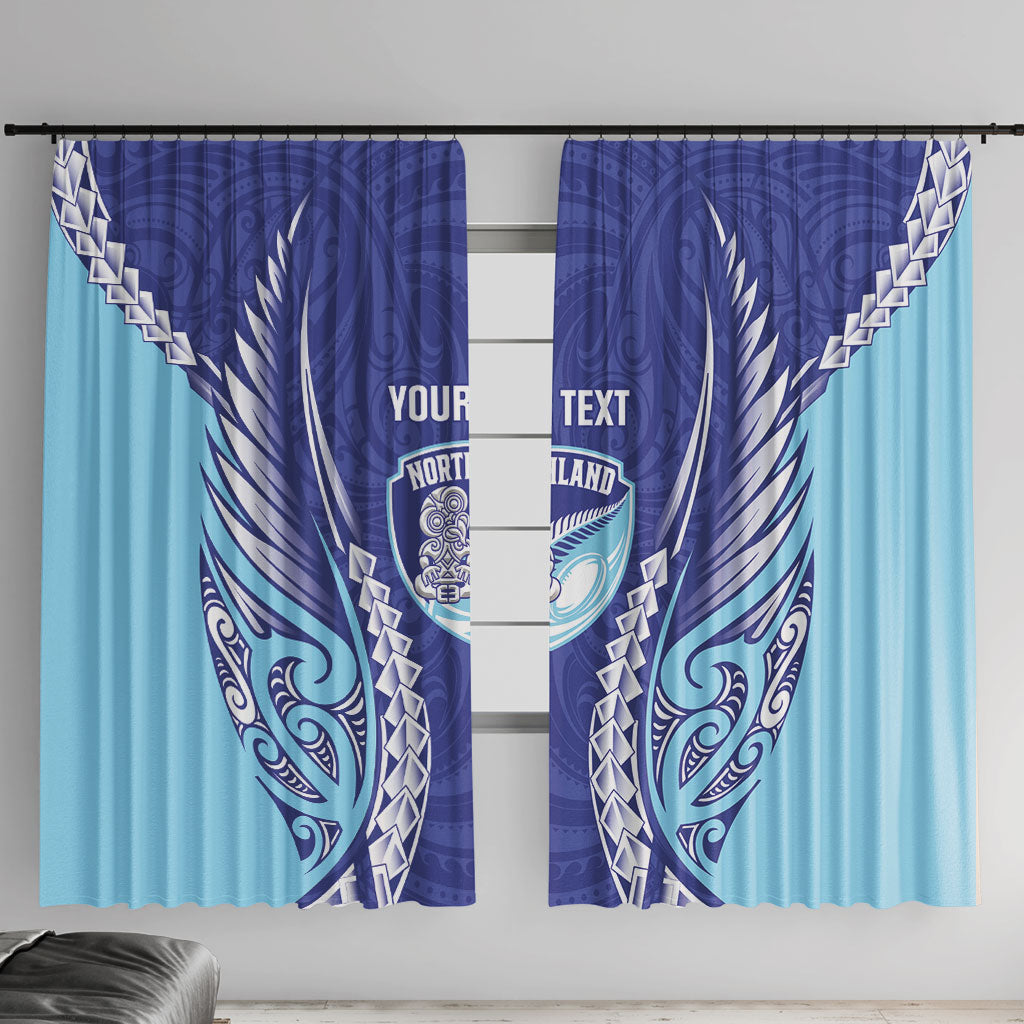 Northland 2026 Rugby Custom Window Curtain NZ Maori Silver Fern LT14 With Hooks Blue - Polynesian Pride