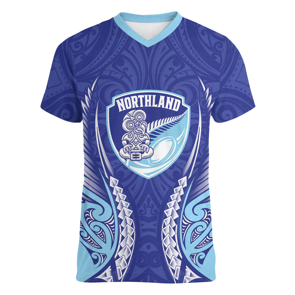 Northland 2026 Rugby Custom Women V-Neck T-Shirt NZ Maori Silver Fern