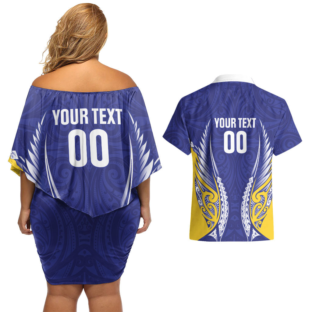 Otago 2026 Rugby Custom Couples Matching Off Shoulder Short Dress and Hawaiian Shirt NZ Maori Silver Fern