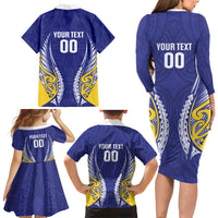 Otago 2026 Rugby Custom Family Matching Long Sleeve Bodycon Dress and Hawaiian Shirt NZ Maori Silver Fern LT14 - Polynesian Pride