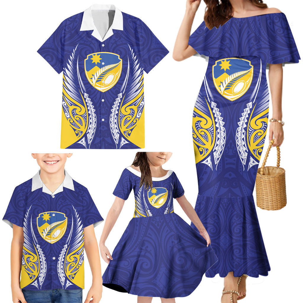Otago 2026 Rugby Custom Family Matching Mermaid Dress and Hawaiian Shirt NZ Maori Silver Fern