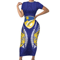 Otago 2026 Rugby Custom Family Matching Short Sleeve Bodycon Dress and Hawaiian Shirt NZ Maori Silver Fern LT14 Mom's Dress Blue - Polynesian Pride