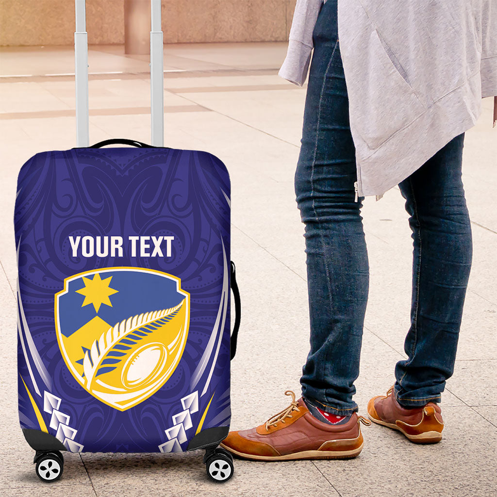 Otago 2026 Rugby Custom Luggage Cover NZ Maori Silver Fern LT14 Blue - Polynesian Pride