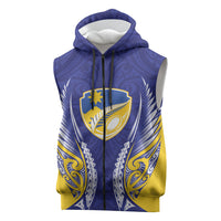 Otago 2026 Rugby Custom Sleeveless Zip Hoodie NZ Maori Silver Fern LT14 Blue - Polynesian Pride