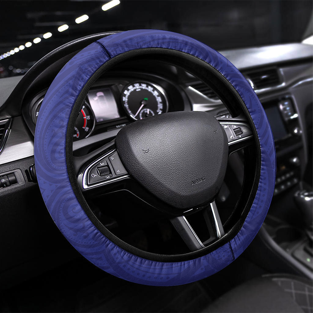 Otago 2026 Rugby Steering Wheel Cover NZ Maori Silver Fern LT14 Universal Fit Blue - Polynesian Pride