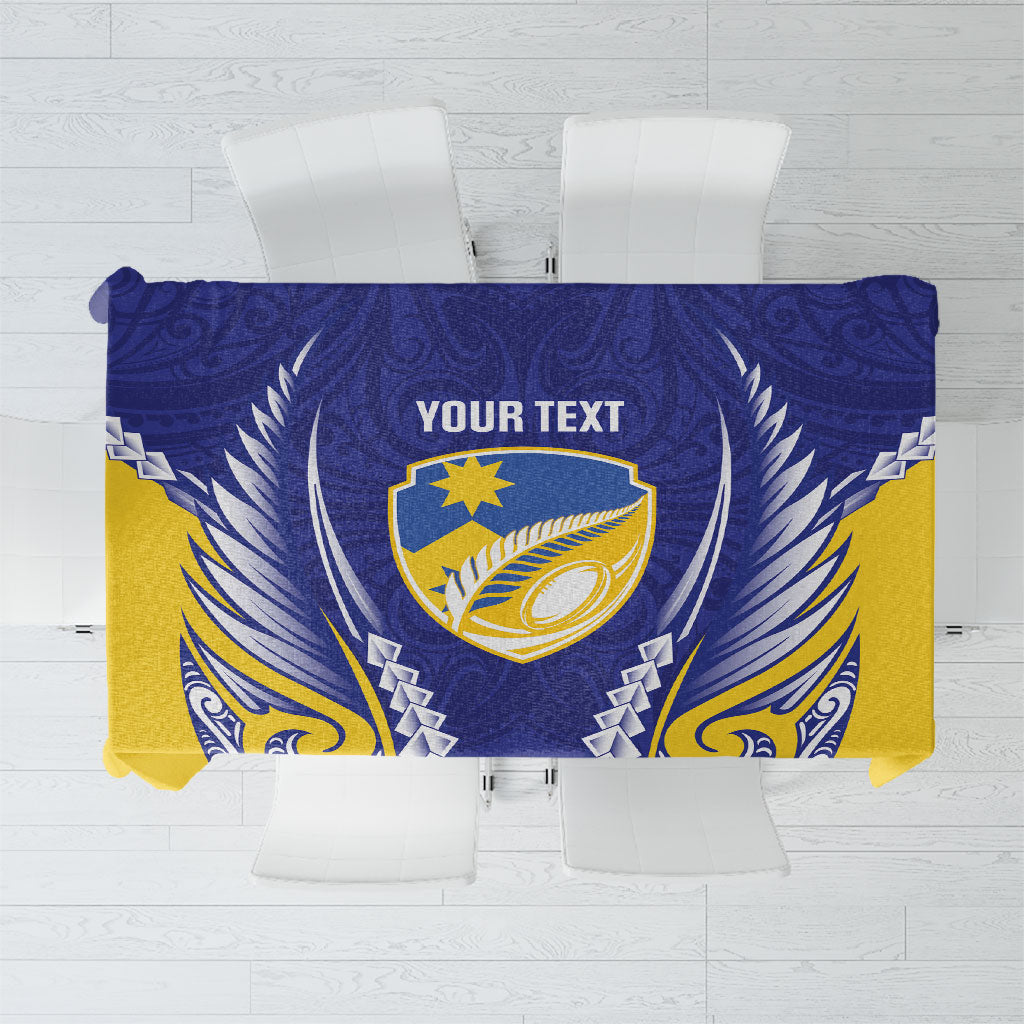 Otago 2026 Rugby Custom Tablecloth NZ Maori Silver Fern LT14 Blue - Polynesian Pride