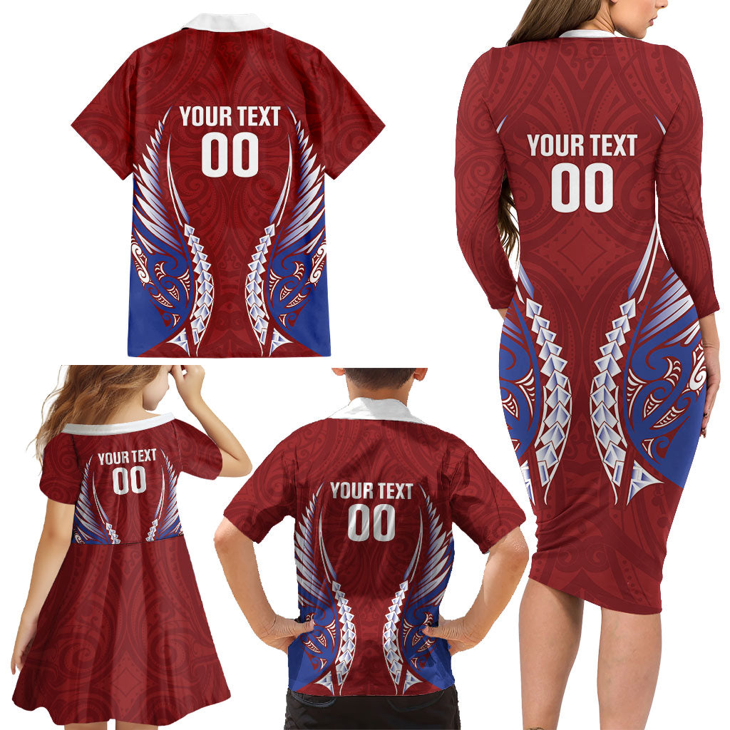 Southland 2026 Rugby Custom Family Matching Long Sleeve Bodycon Dress and Hawaiian Shirt NZ Maori Silver Fern LT14 - Polynesian Pride
