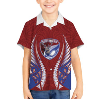 Southland 2026 Rugby Custom Family Matching Long Sleeve Bodycon Dress and Hawaiian Shirt NZ Maori Silver Fern LT14 Son's Shirt Maroon - Polynesian Pride