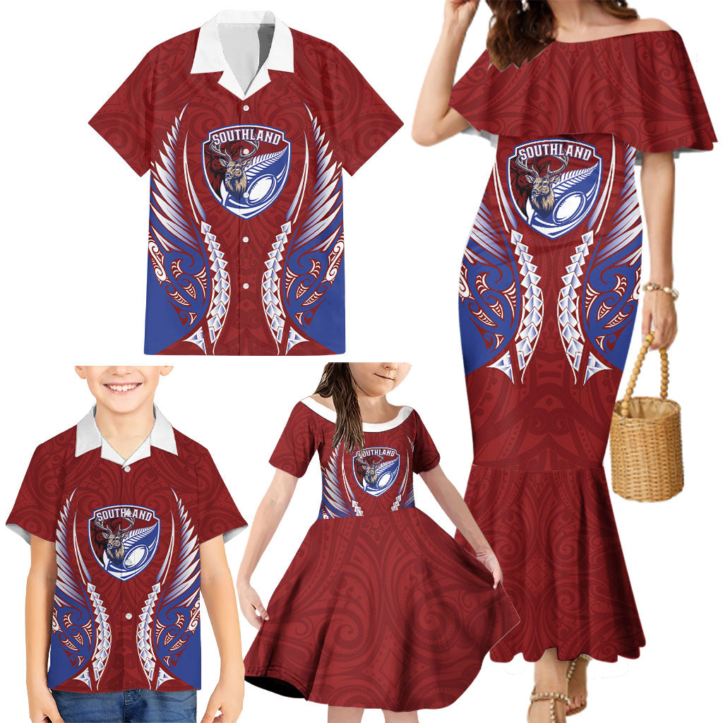 Southland 2026 Rugby Custom Family Matching Mermaid Dress and Hawaiian Shirt NZ Maori Silver Fern LT14 - Polynesian Pride