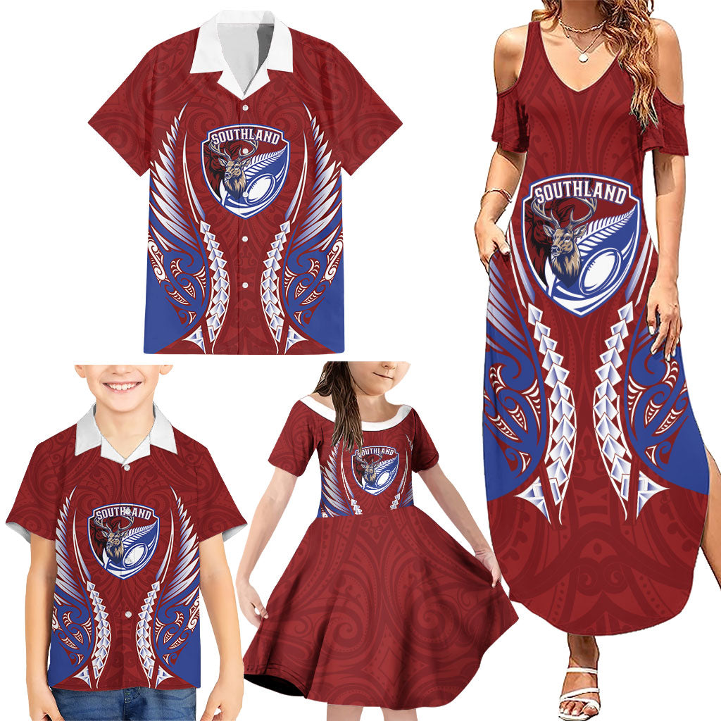 Southland 2026 Rugby Custom Family Matching Summer Maxi Dress and Hawaiian Shirt NZ Maori Silver Fern