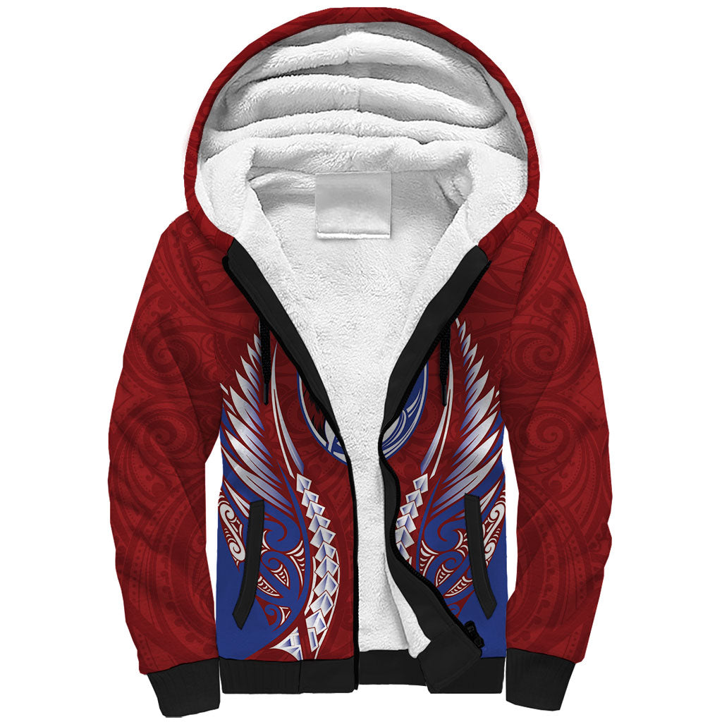 Southland 2026 Rugby Custom Sherpa Hoodie NZ Maori Silver Fern LT14 Unisex Maroon - Polynesian Pride