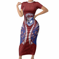 Southland 2026 Rugby Custom Short Sleeve Bodycon Dress NZ Maori Silver Fern LT14 Long Dress Maroon - Polynesian Pride