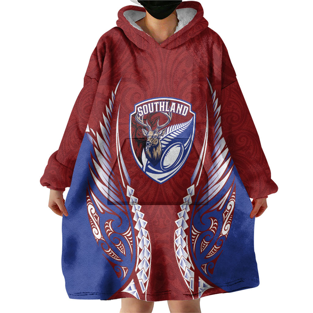 Southland 2026 Rugby Custom Wearable Blanket Hoodie NZ Maori Silver Fern LT14 - Polynesian Pride
