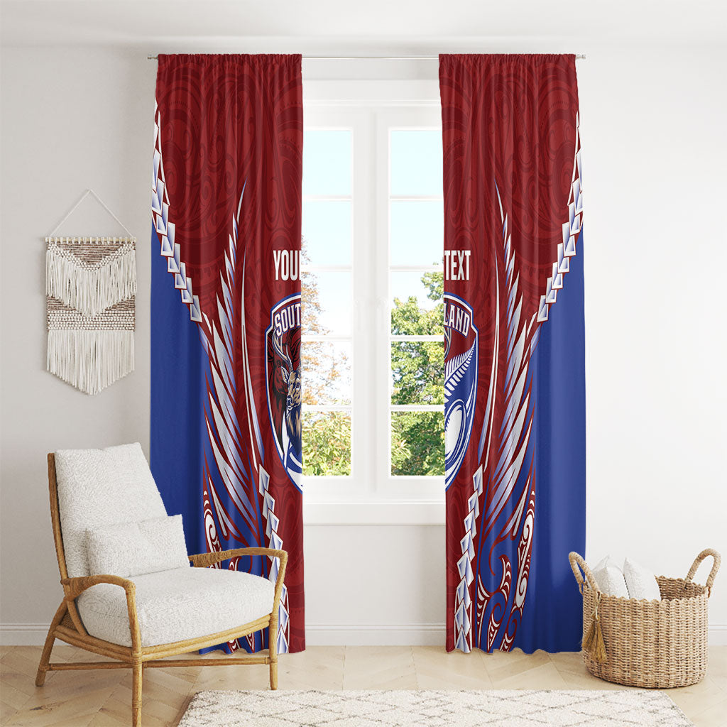 Southland 2026 Rugby Custom Window Curtain NZ Maori Silver Fern
