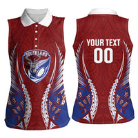 Southland 2026 Rugby Custom Women Sleeveless Polo Shirt NZ Maori Silver Fern