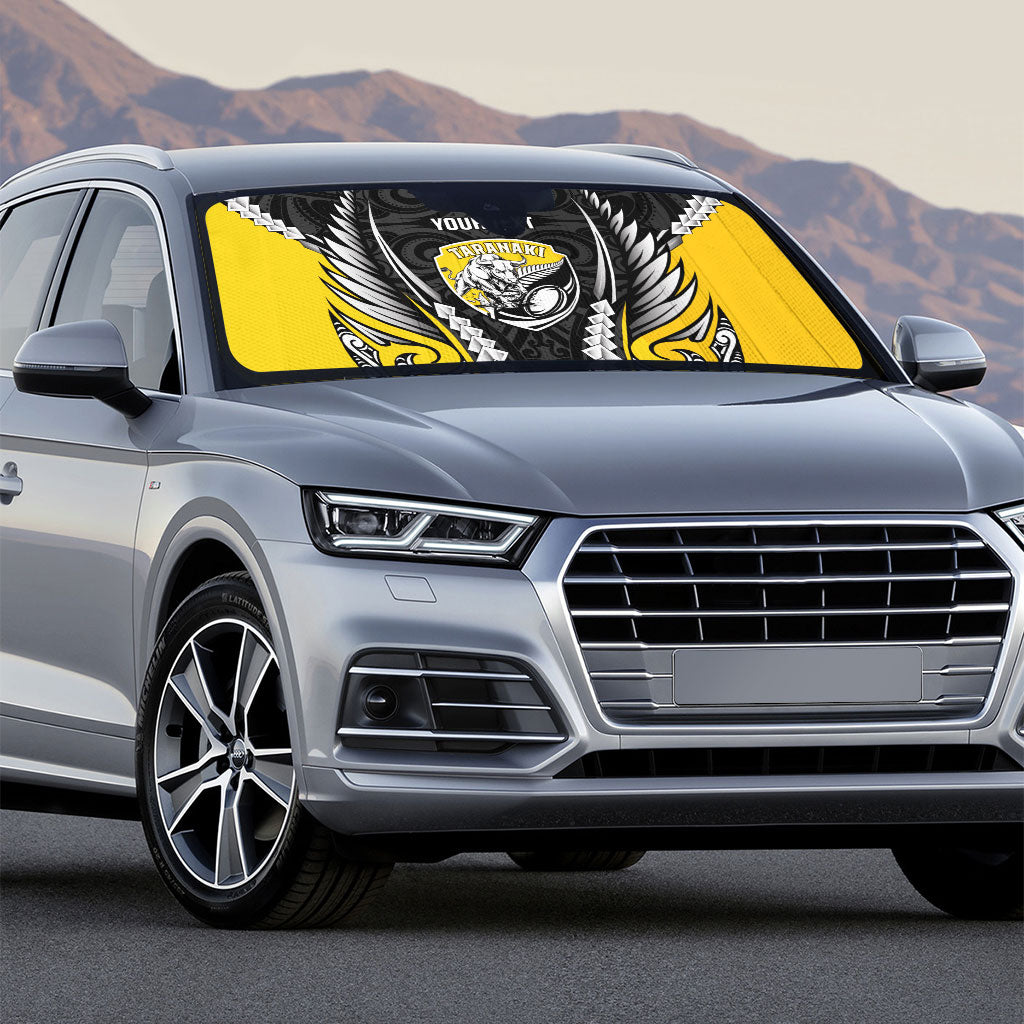 Taranaki 2026 Rugby Custom Auto Sun Shade NZ Maori Silver Fern